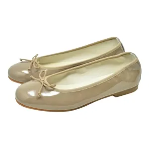 1536 - Taupe Patent Leather Flats for Girl by London Kids