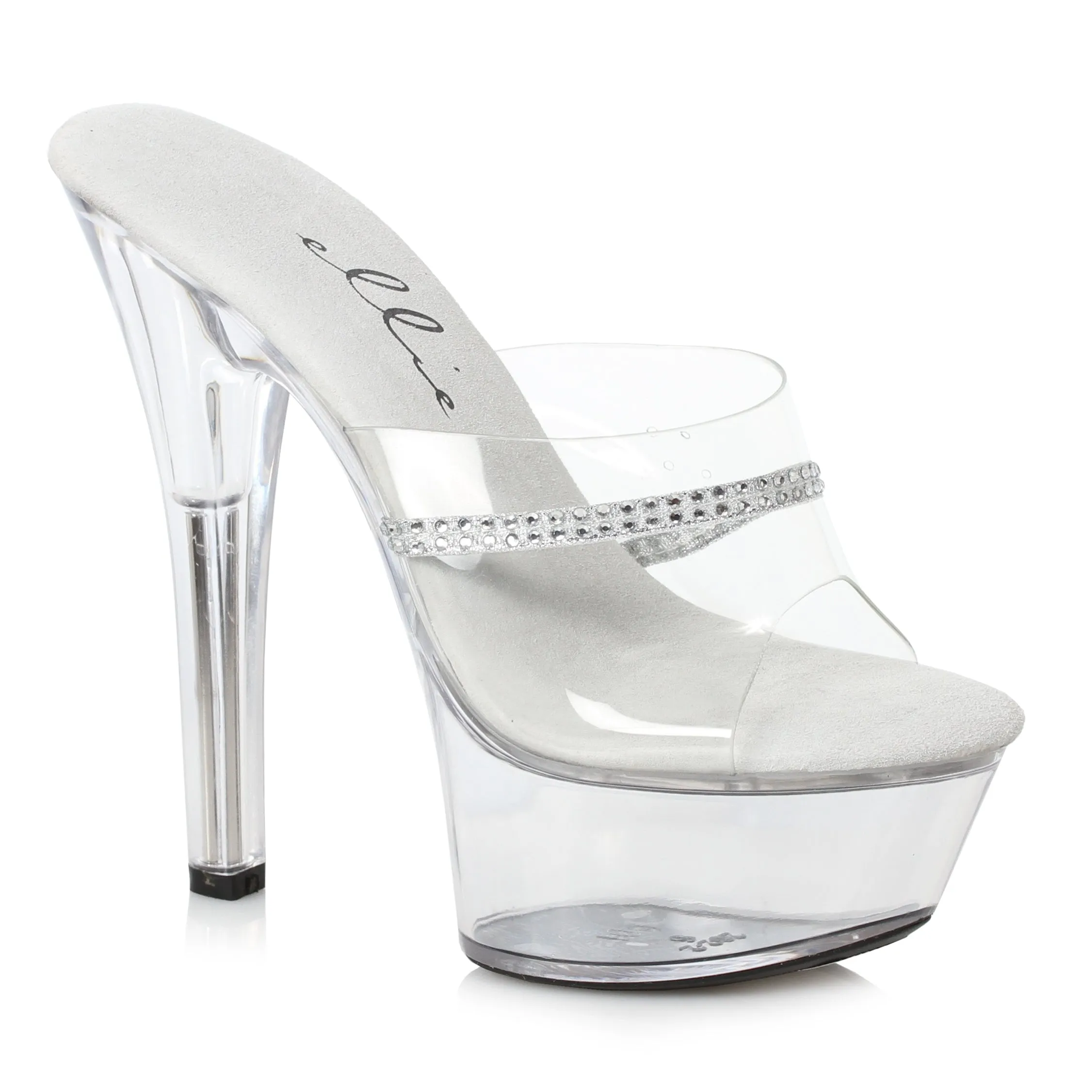 601-JESSE 6" Heel Clear Rhinestone Mule.