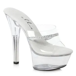 601-JESSE 6" Heel Clear Rhinestone Mule.