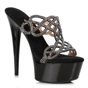 609-SABRINA 6" Rhinestone Mule Sandal