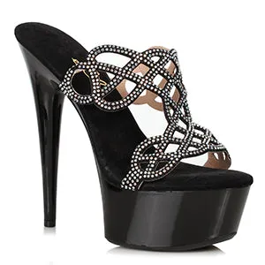 609-SABRINA 6" Rhinestone Mule Sandal