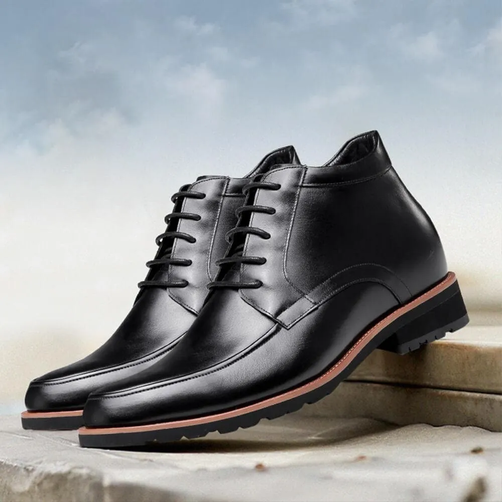 7 CM / 2.76 Inches CMR CHAMARIPA Elevator Boots Genuine Leather Height Increasing Shoes For Men Casual Chukka Boots