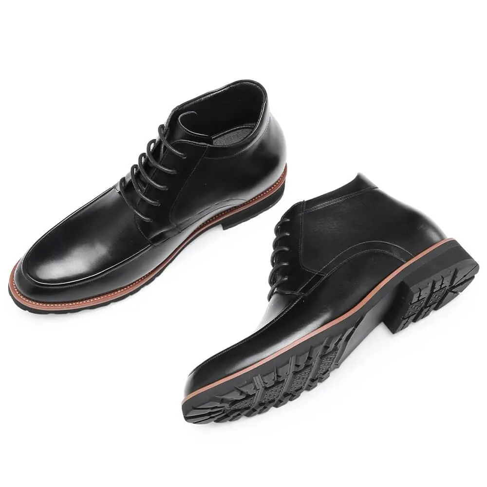 7 CM / 2.76 Inches CMR CHAMARIPA Elevator Boots Genuine Leather Height Increasing Shoes For Men Casual Chukka Boots