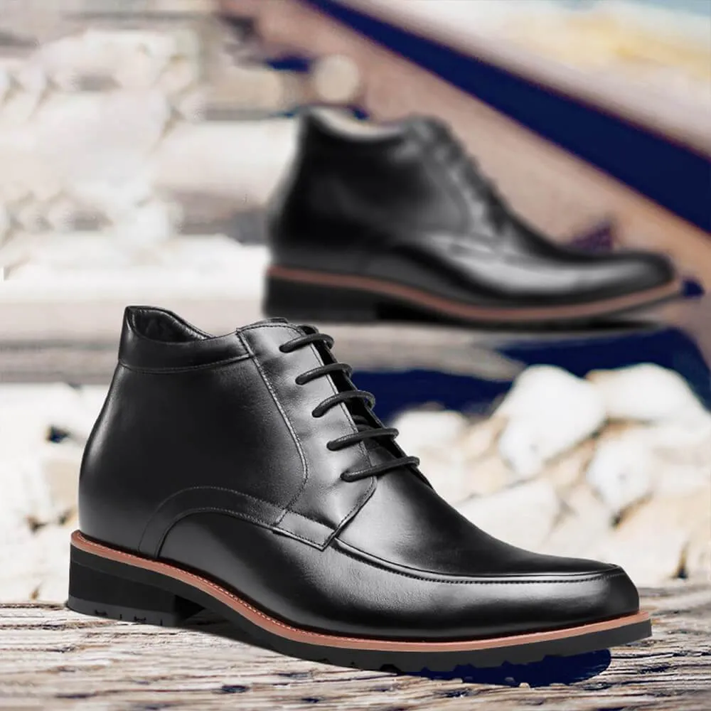 7 CM / 2.76 Inches CMR CHAMARIPA Elevator Boots Genuine Leather Height Increasing Shoes For Men Casual Chukka Boots