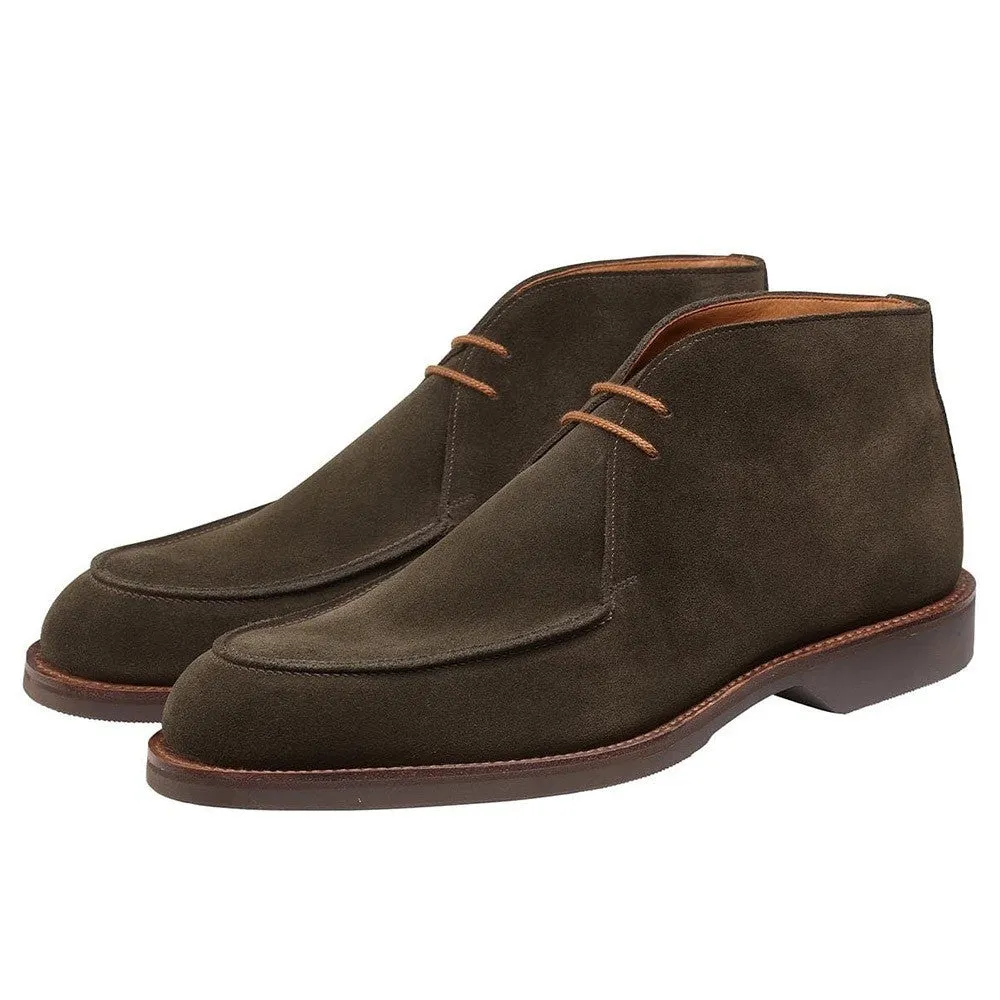 7 CM / 2.76 Inches CMR CHAMARIPA Handcrafted Green Suede Men's Chukka Boots