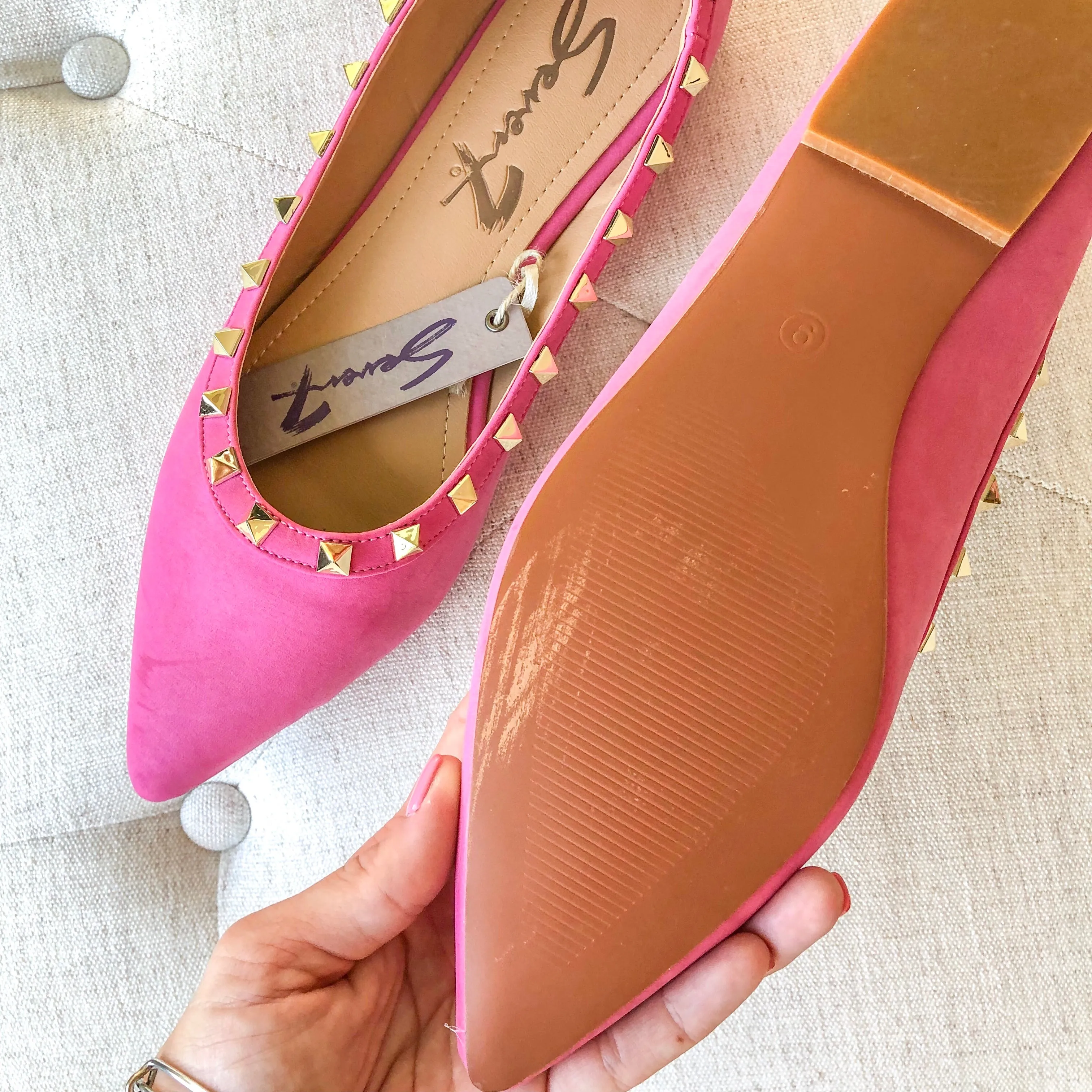 7 For All Mankind Pink Studded Flats - 9