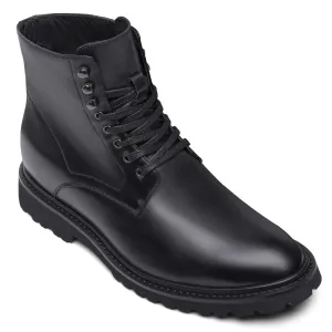 8 CM/3.15 Inches CMR CHAMARIPA Elevator Work Boots - Black Leather Height-Increasing Boots