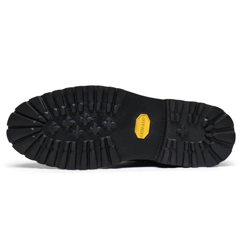 8 CM/3.15 Inches CMR CHAMARIPA Elevator Work Boots - Black Leather Height-Increasing Boots