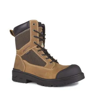 Acton Men's 8" Progress Nubuck Waterproof Safety Work Boots - Comfortable Steel Toe, Anti-Perforation Sole, Oil-Resistant | Sizes 7-14 | Brown