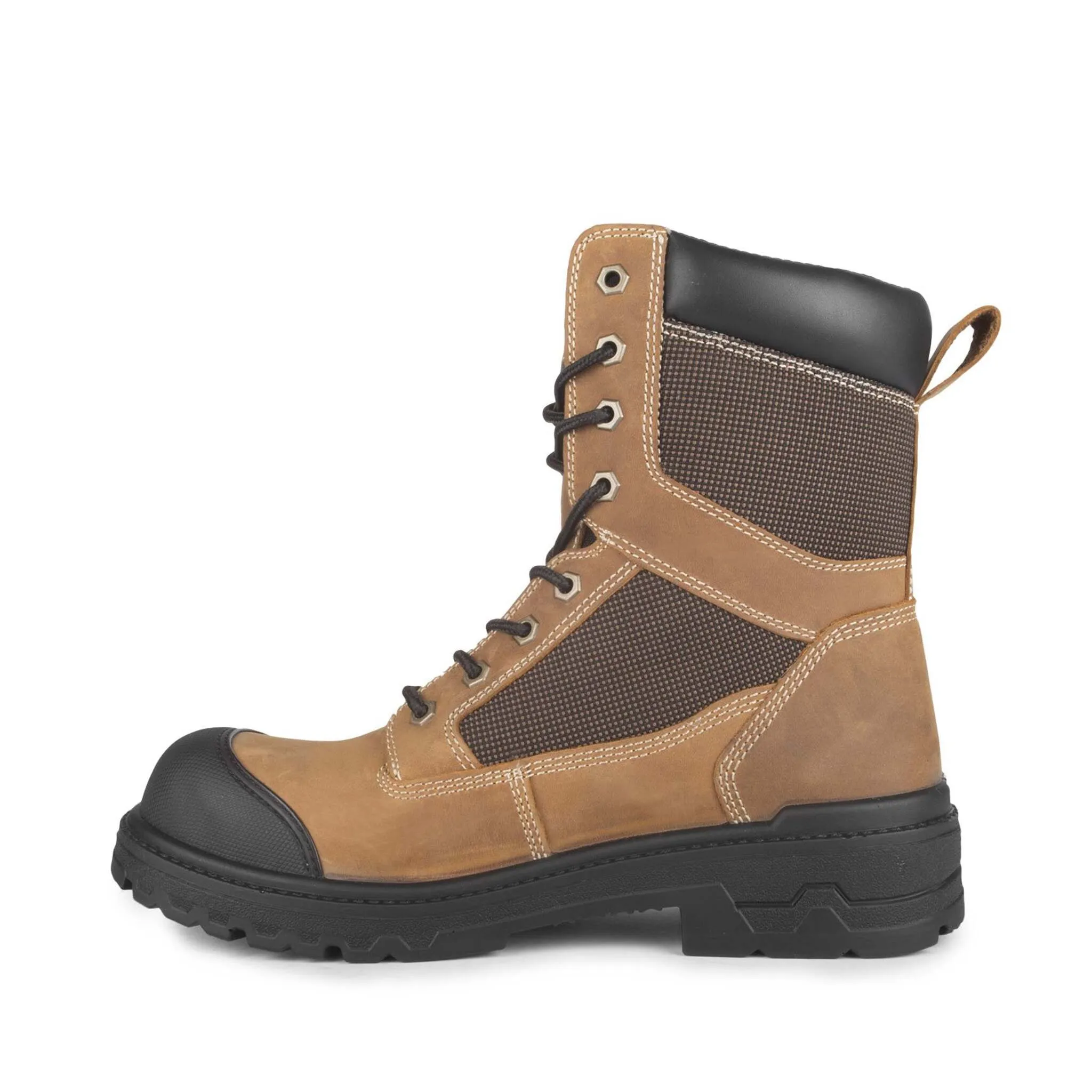 Acton Men's 8" Progress Nubuck Waterproof Safety Work Boots - Comfortable Steel Toe, Anti-Perforation Sole, Oil-Resistant | Sizes 7-14 | Brown