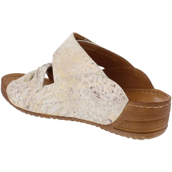 Adesso Lexi Ladies Slip On Leather Mule Multi/Big Cat
