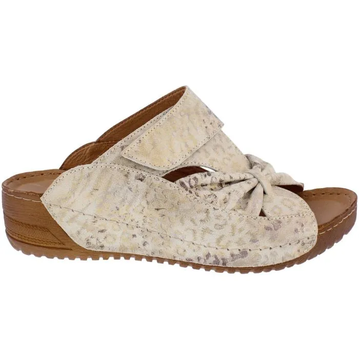 Adesso Lexi Ladies Slip On Leather Mule Multi/Big Cat