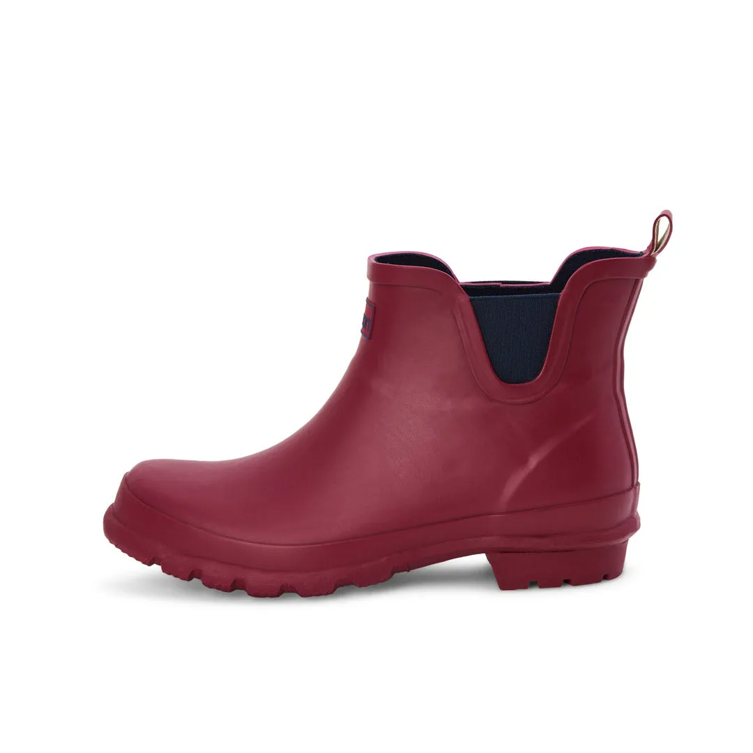 Ankle Height Rain Boots - Raspberry Red - Wide Foot - Easy to Slip On