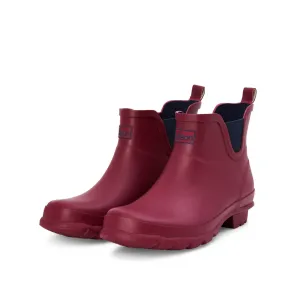 Ankle Height Rain Boots - Raspberry Red - Wide Foot - Easy to Slip On