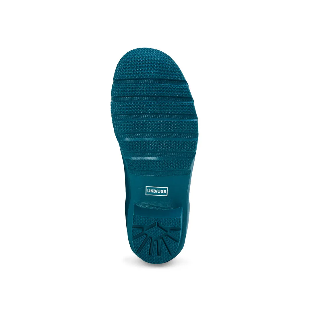 Ankle Height Rain Boots - Teal with White Spots - Wide Foot - Easy to Slip On