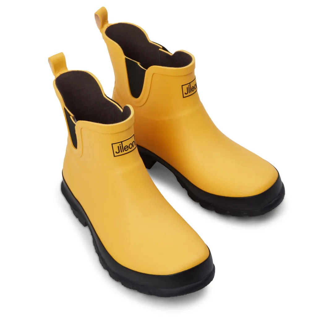 Ankle Height Rain Boots - Yellow Matt - Wide Foot - Easy to Slip On