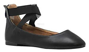 Anna Dana-20 Women's Classic Ballerina Flats Elastic Crossing Straps Size 7.5