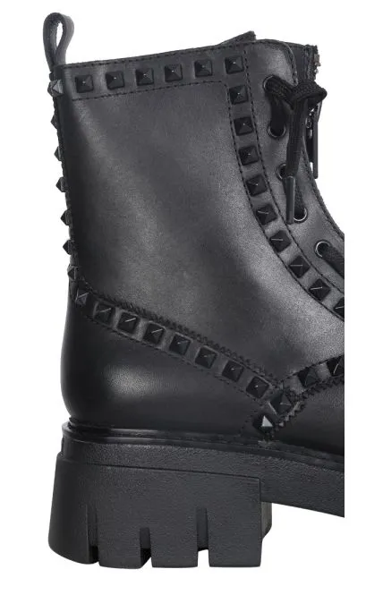 Ash Front-Zip Studded Combat Boots