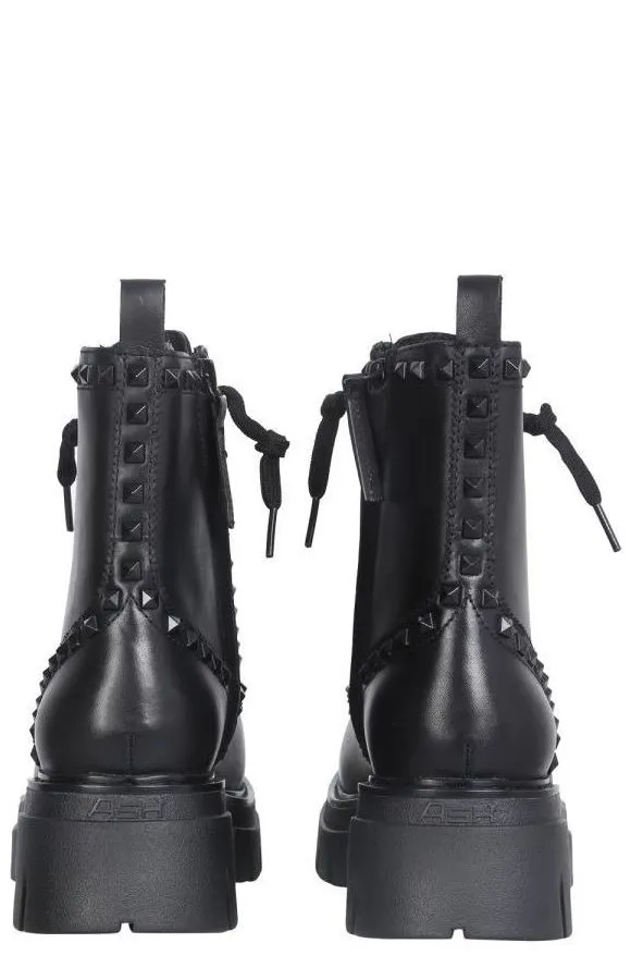 Ash Front-Zip Studded Combat Boots