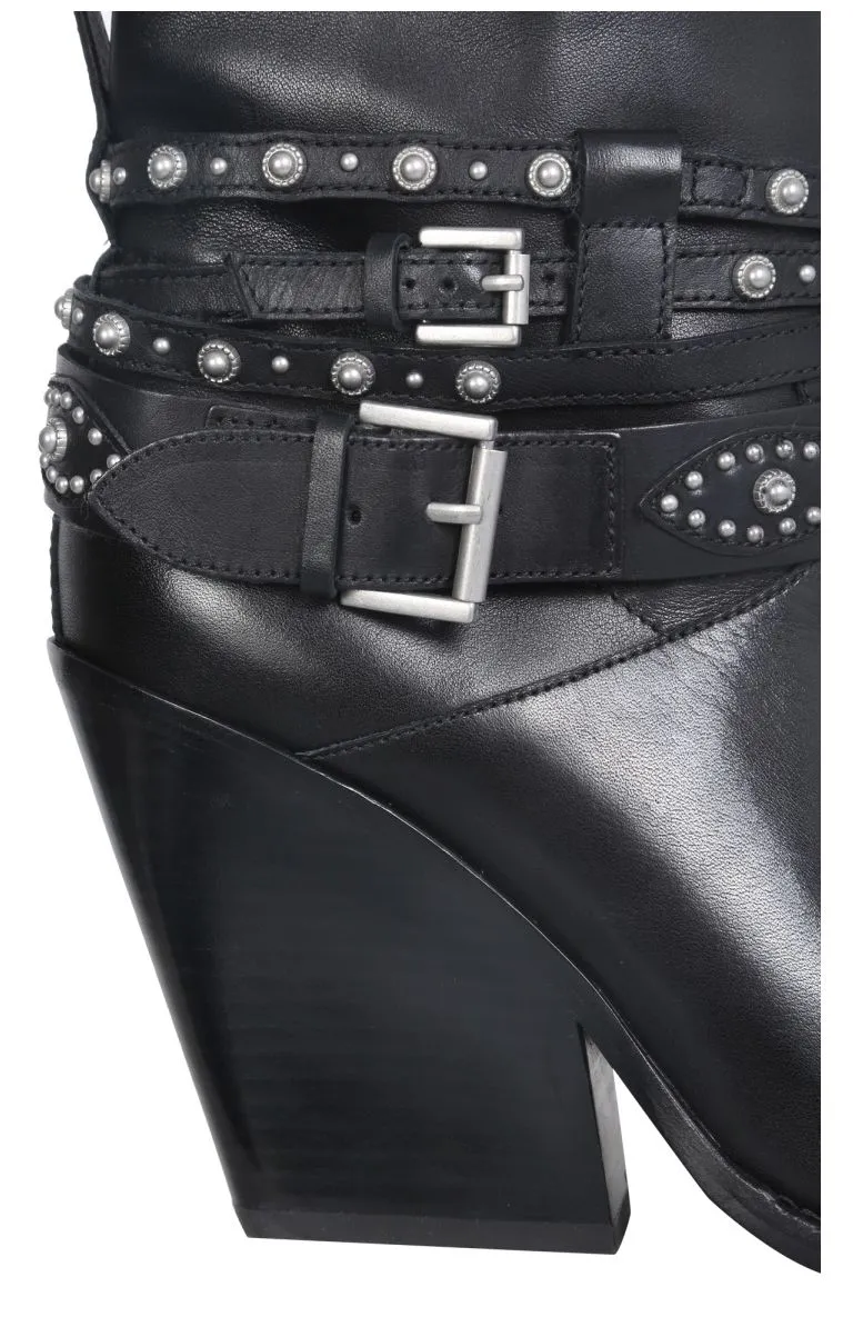 Ash Studded Buckled Booties