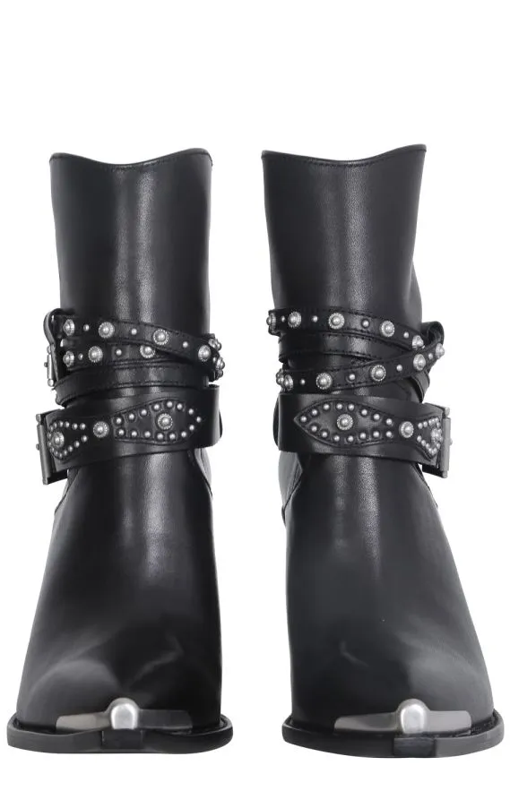 Ash Studded Buckled Booties