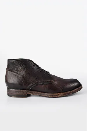 ASTON cigar-brown high chukka boots.