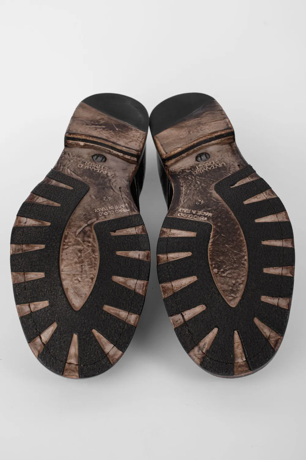 ASTON cigar-brown high chukka boots.
