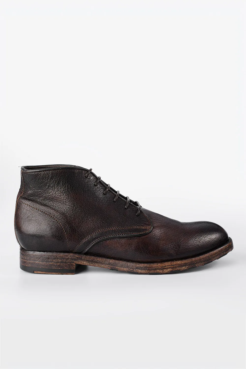 ASTON cigar-brown high chukka boots.