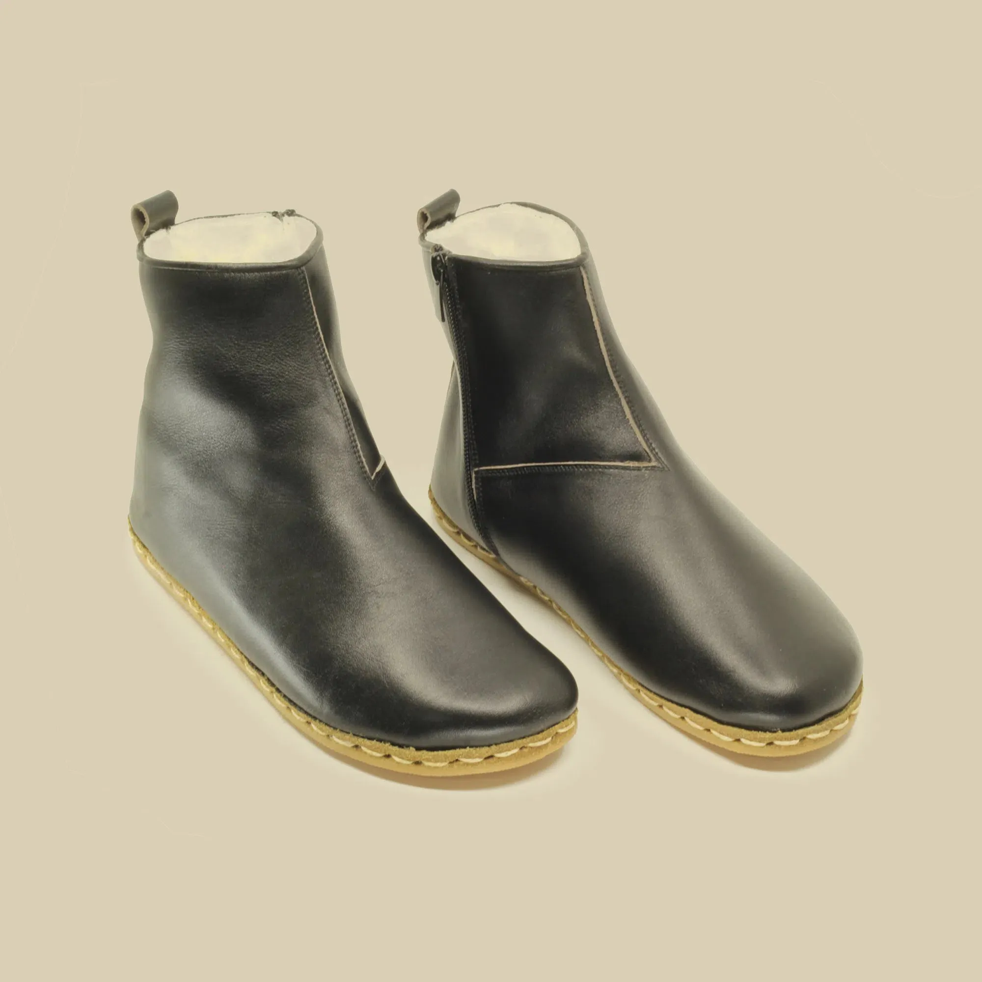 Barefoot Hiking Leather Boots Women's Black