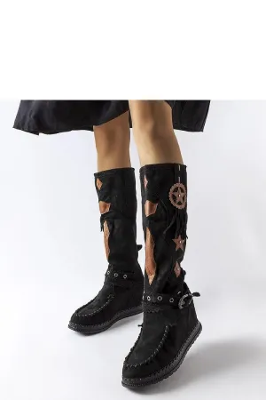 Black boho style buskin boots
