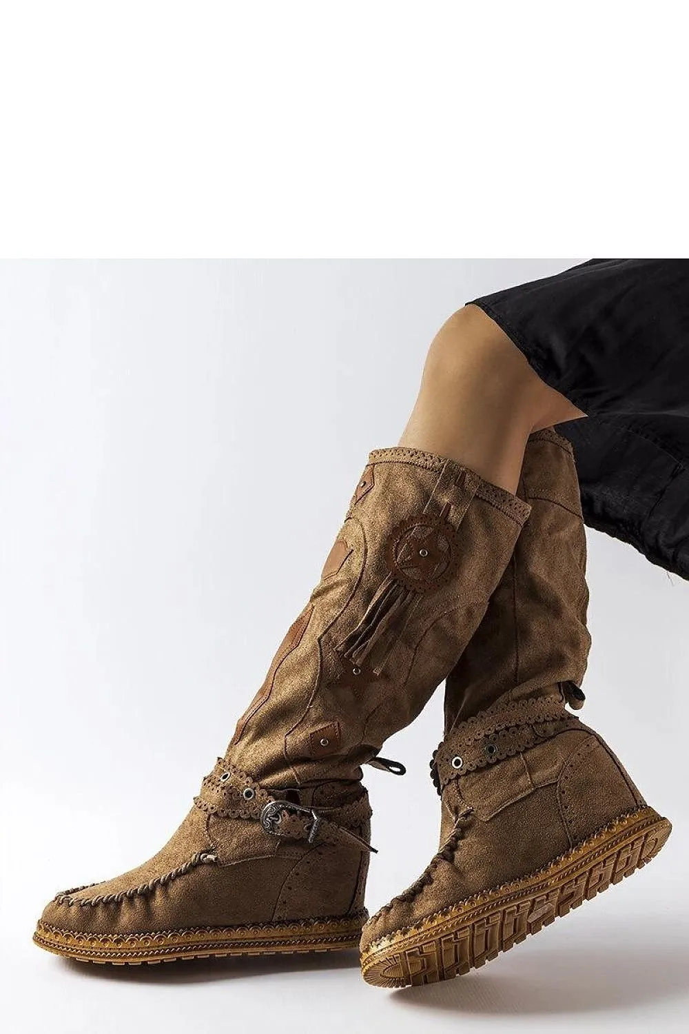 Black boho style buskin boots