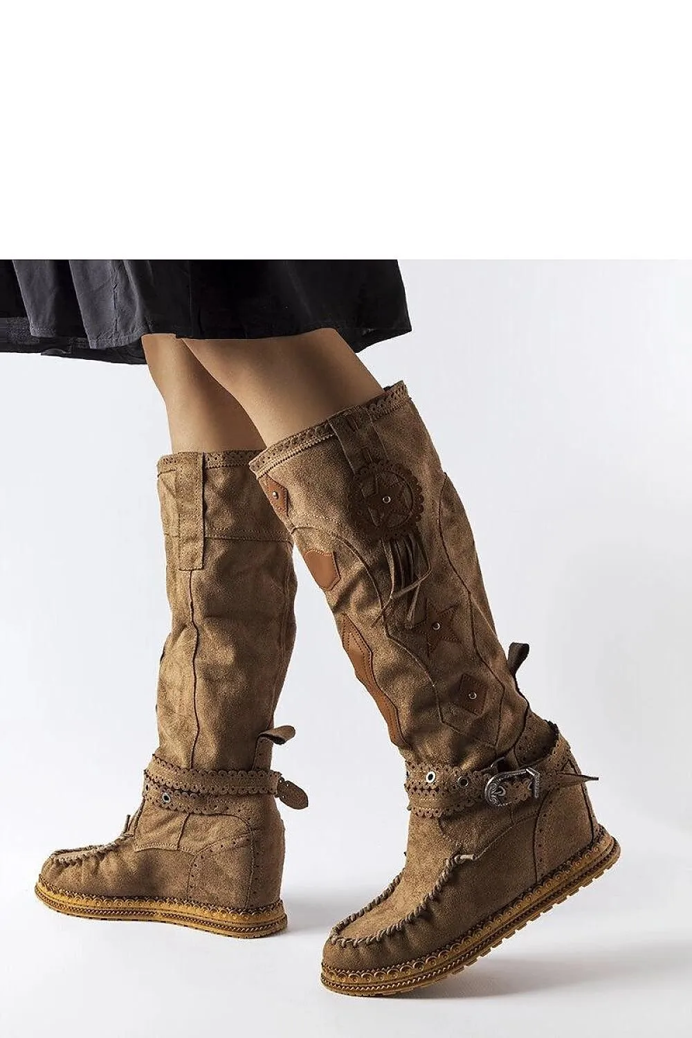 Black boho style buskin boots