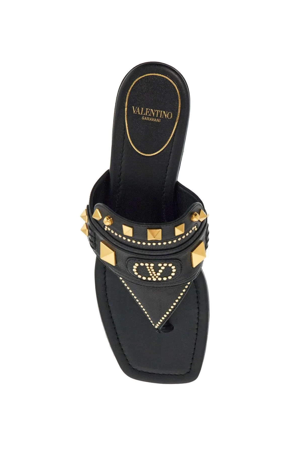 black buffalo leather studded flip-flops 6W2S0LQ8ZQF NERO