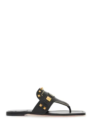 black buffalo leather studded flip-flops 6W2S0LQ8ZQF NERO