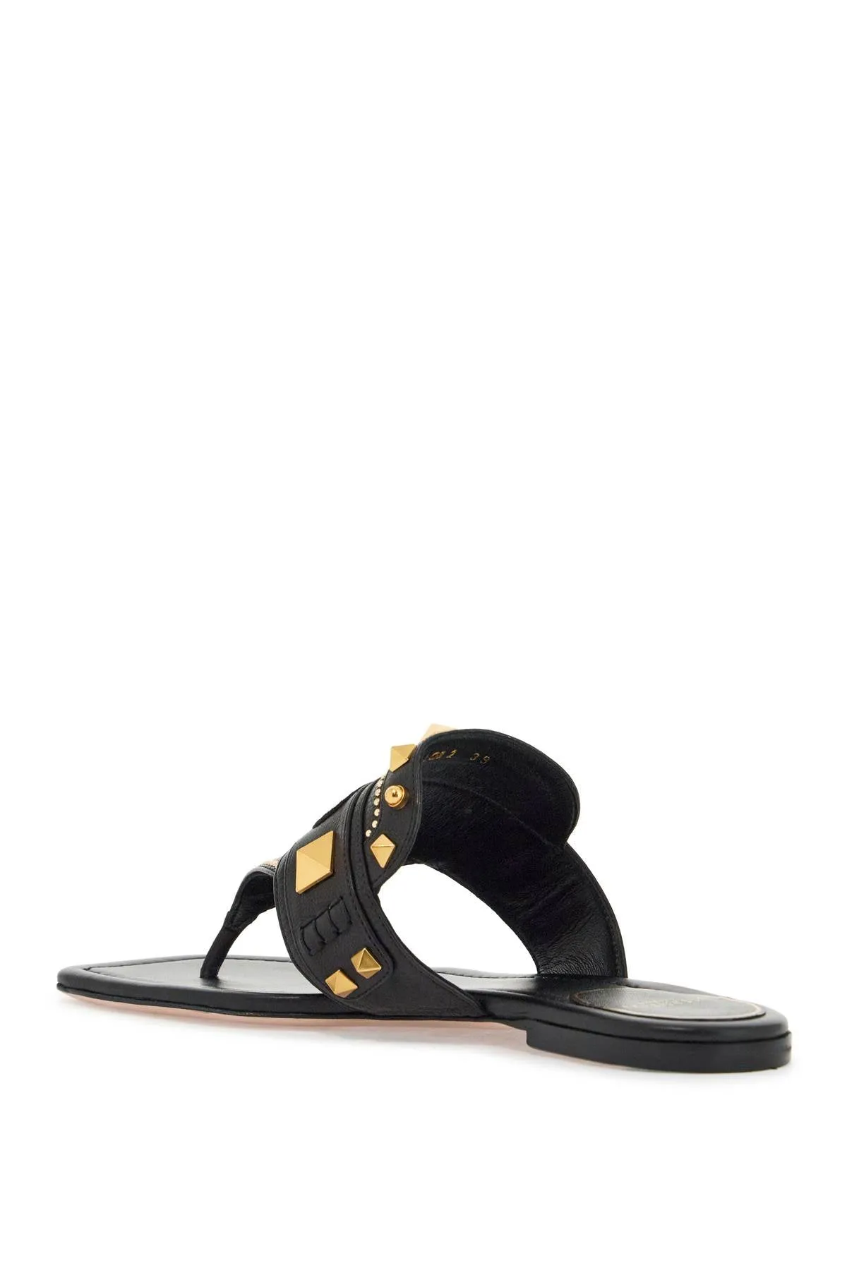 black buffalo leather studded flip-flops 6W2S0LQ8ZQF NERO