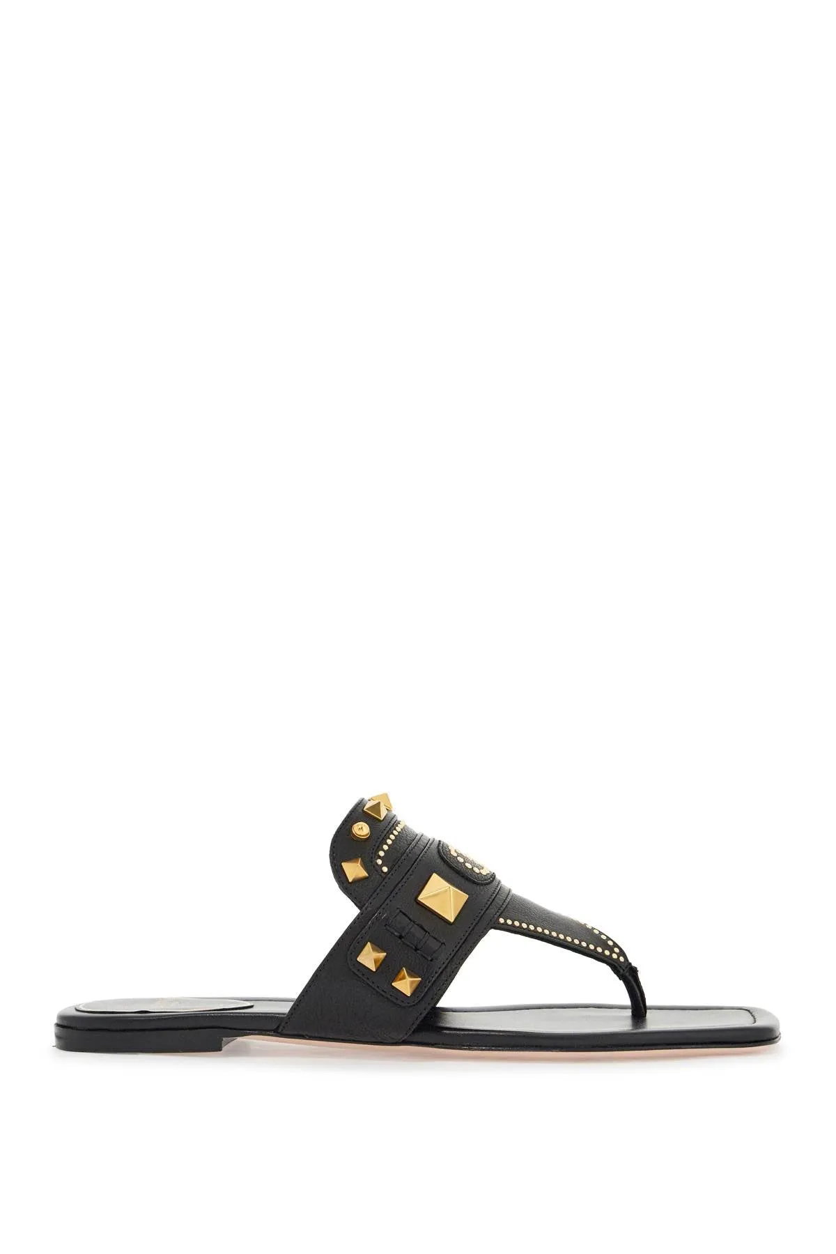 black buffalo leather studded flip-flops 6W2S0LQ8ZQF NERO