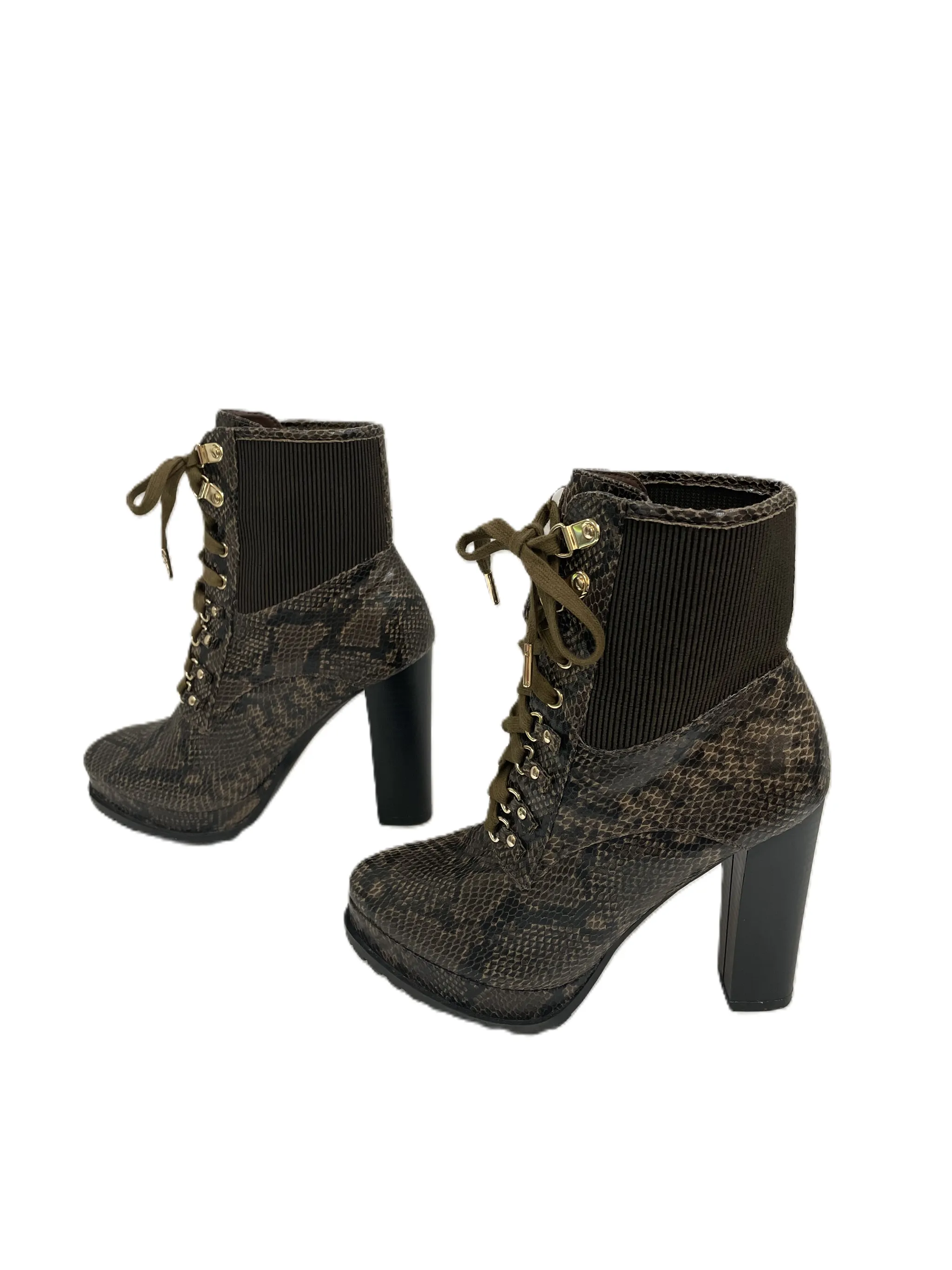 Boots Ankle Heels By Shoedazzle In Brown, Size: 6