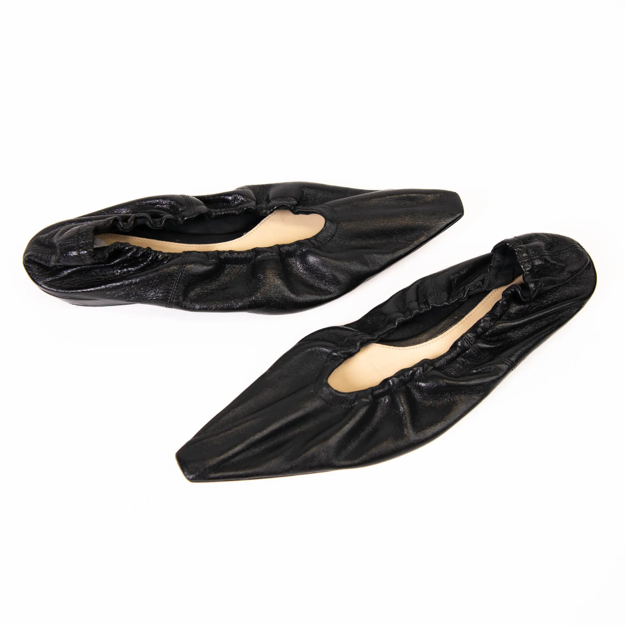 Bottega Veneta Black Leather Ballet Flats Size 40