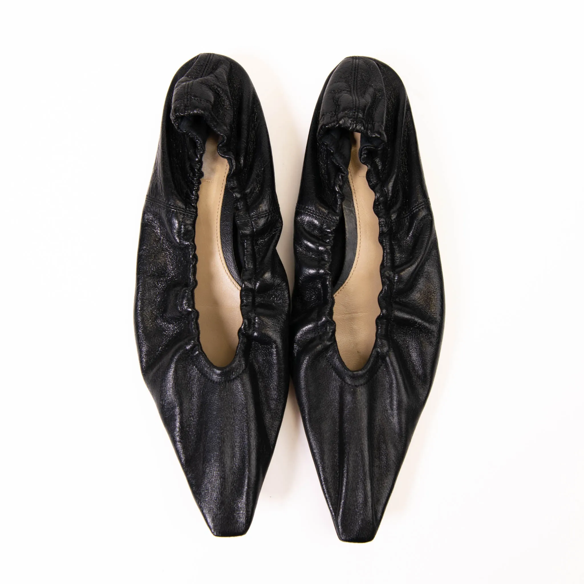 Bottega Veneta Black Leather Ballet Flats Size 40