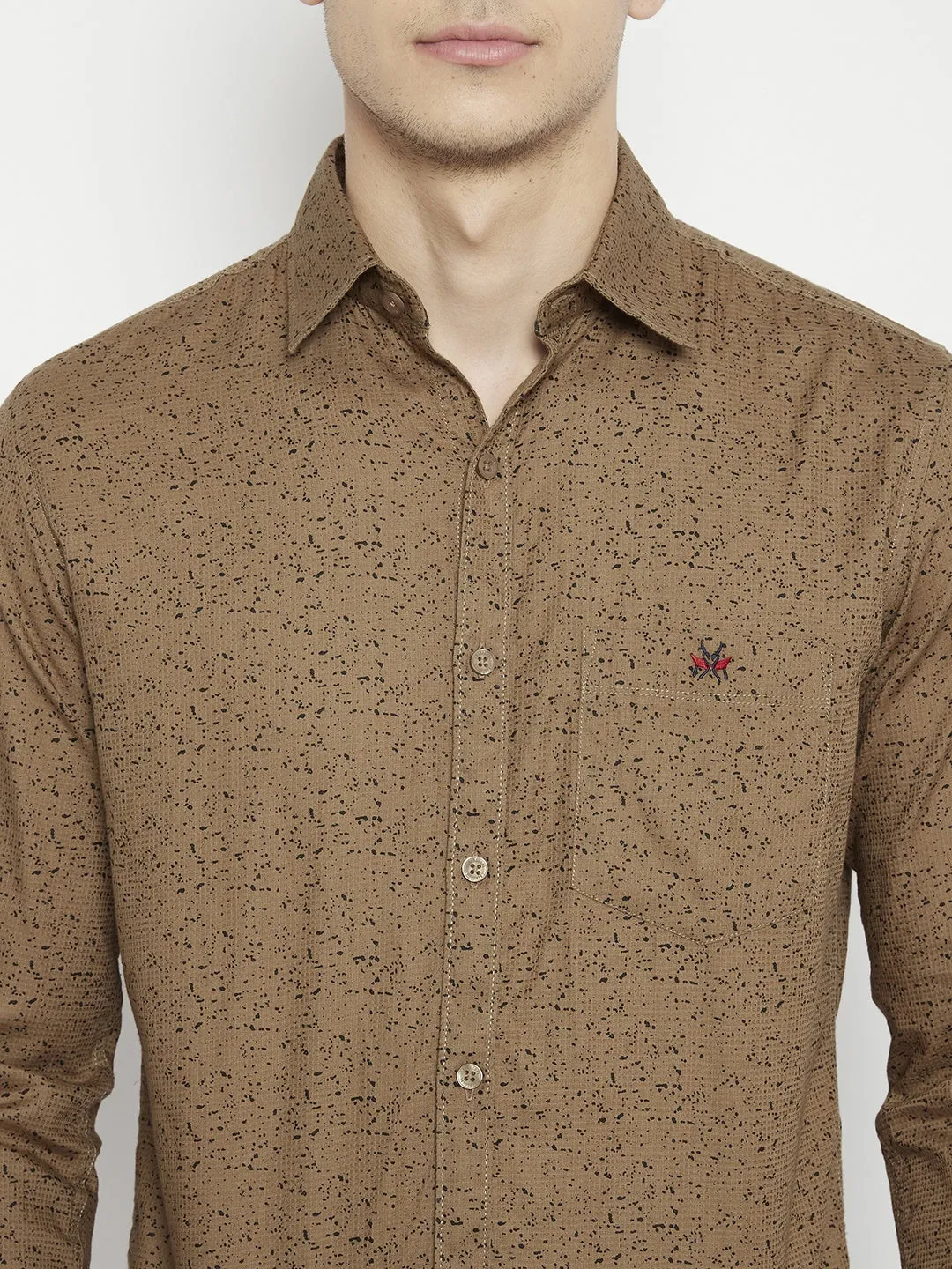 Brown Printed Slim Fit shirt