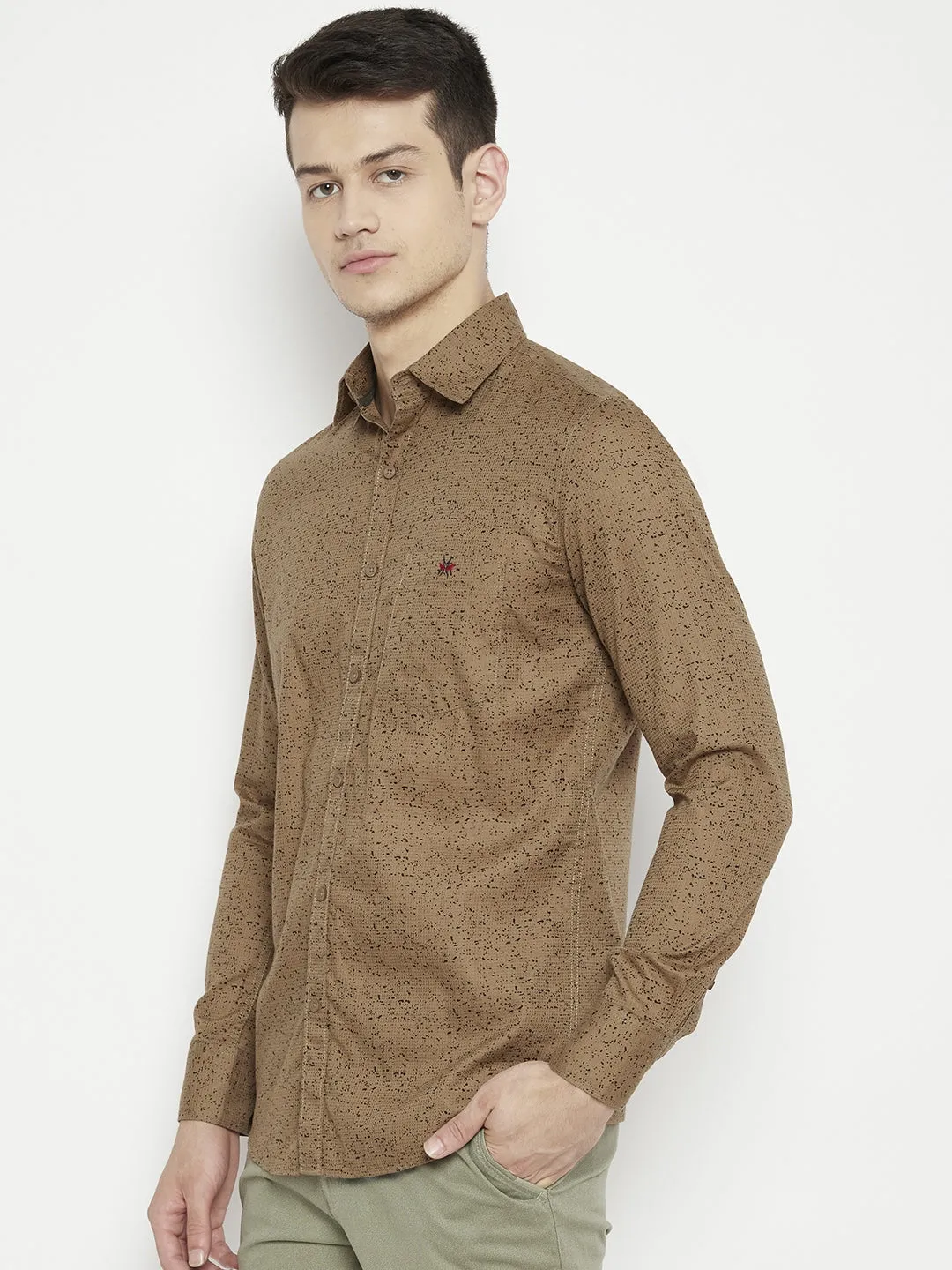 Brown Printed Slim Fit shirt