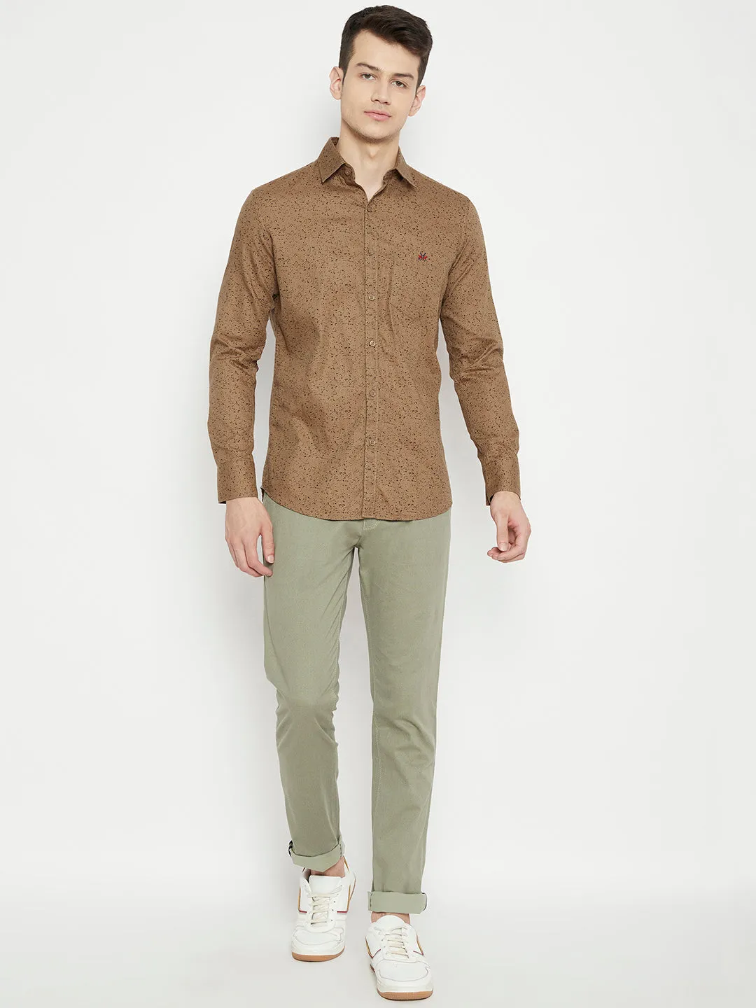 Brown Printed Slim Fit shirt