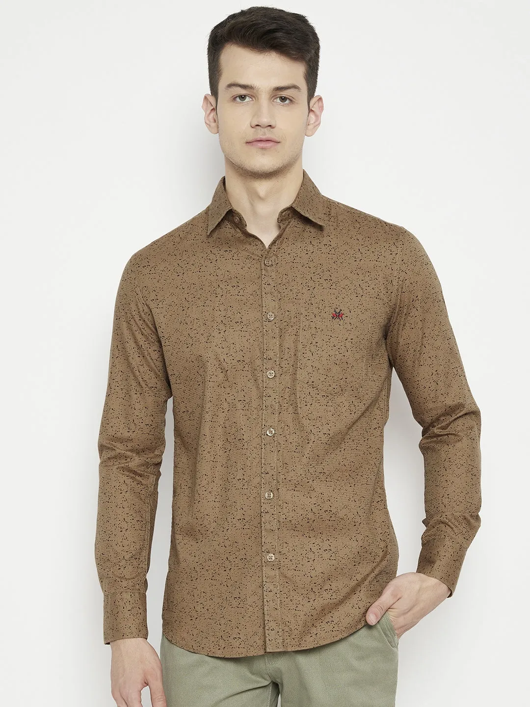 Brown Printed Slim Fit shirt