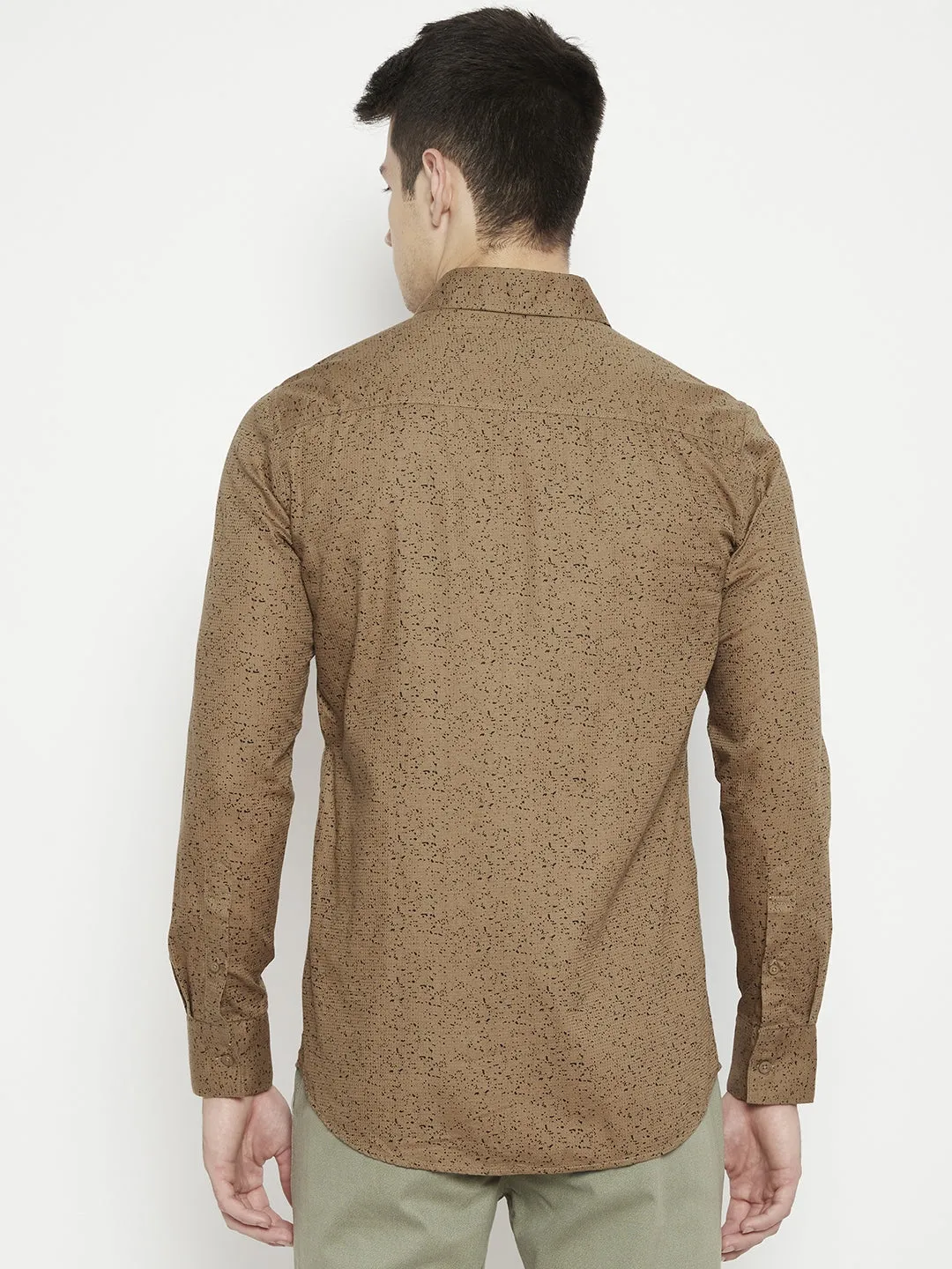 Brown Printed Slim Fit shirt