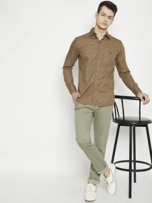 Brown Printed Slim Fit shirt