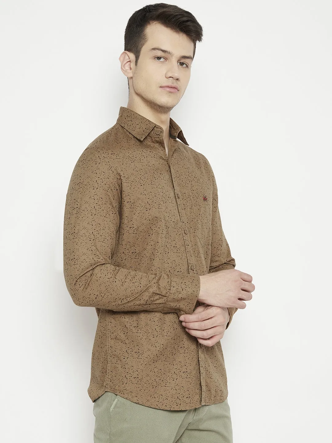 Brown Printed Slim Fit shirt