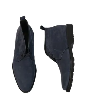 BRUNO MAGLI - Powder Blue Leather Trim Chukka Ankle Boots - 10