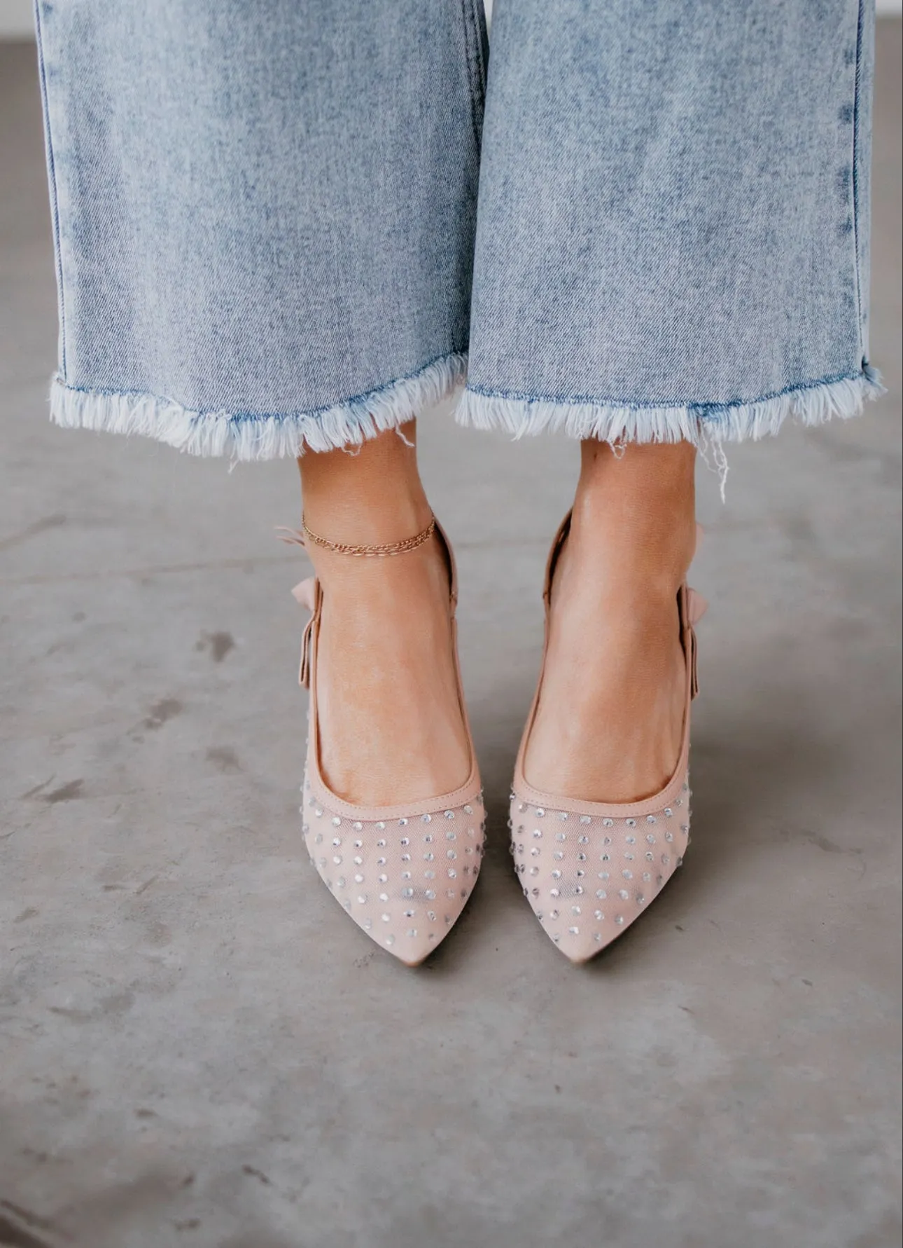 Calista Mesh Studded Heels