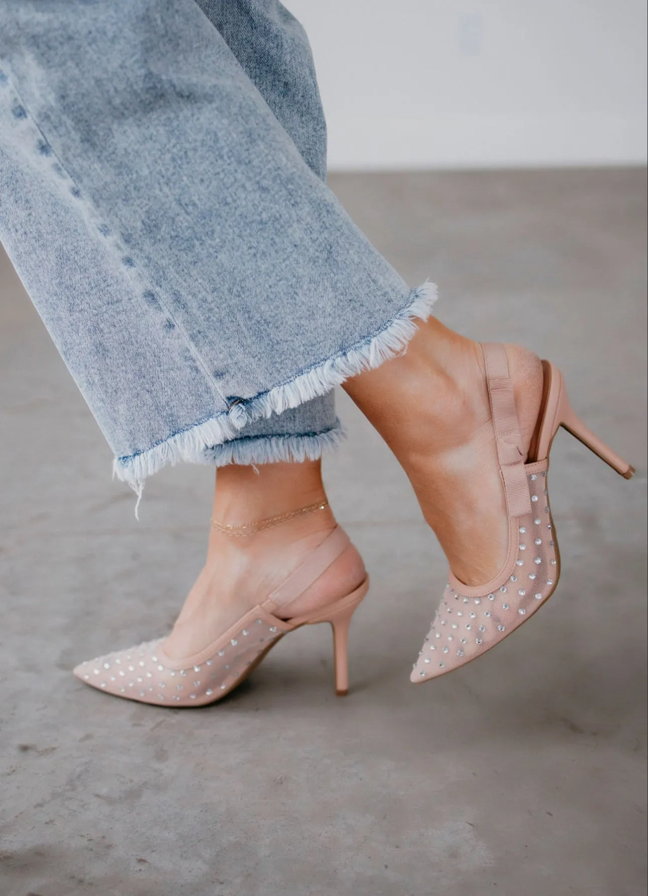 Calista Mesh Studded Heels