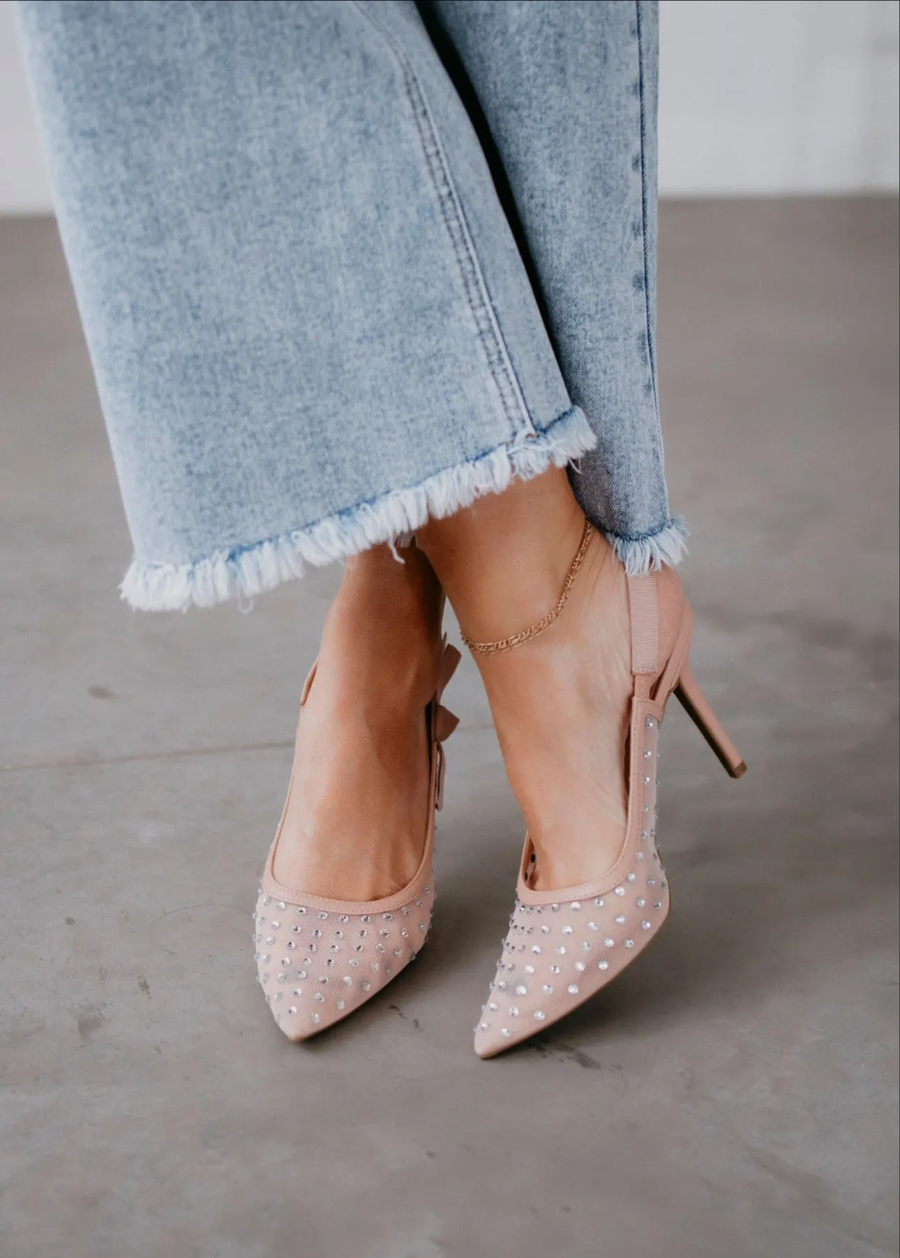 Calista Mesh Studded Heels